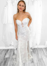 Martha | Stunning Mermaid Strapless Sweetheart Neck Lace Wedding Dress with Long Train