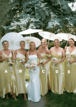 Alice | Simple Sheath Silk Satin Pale Yellow Maxi Bridesmaid Dress with Slit and Ruffles - Price #price_variant_lowest# - Pale Yellow - PromDressClub