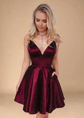 Cressy | Transform Your Homecoming Night with a Burgundy Corset Dress & Pockets - Burgundy - PromDressClub