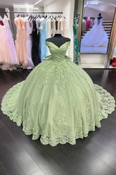 Diana | Sage Green Quinceanera Dresses with Bow - Available in Red, Royal Blue, Black & Navy Blue - Sage - PromDressClub