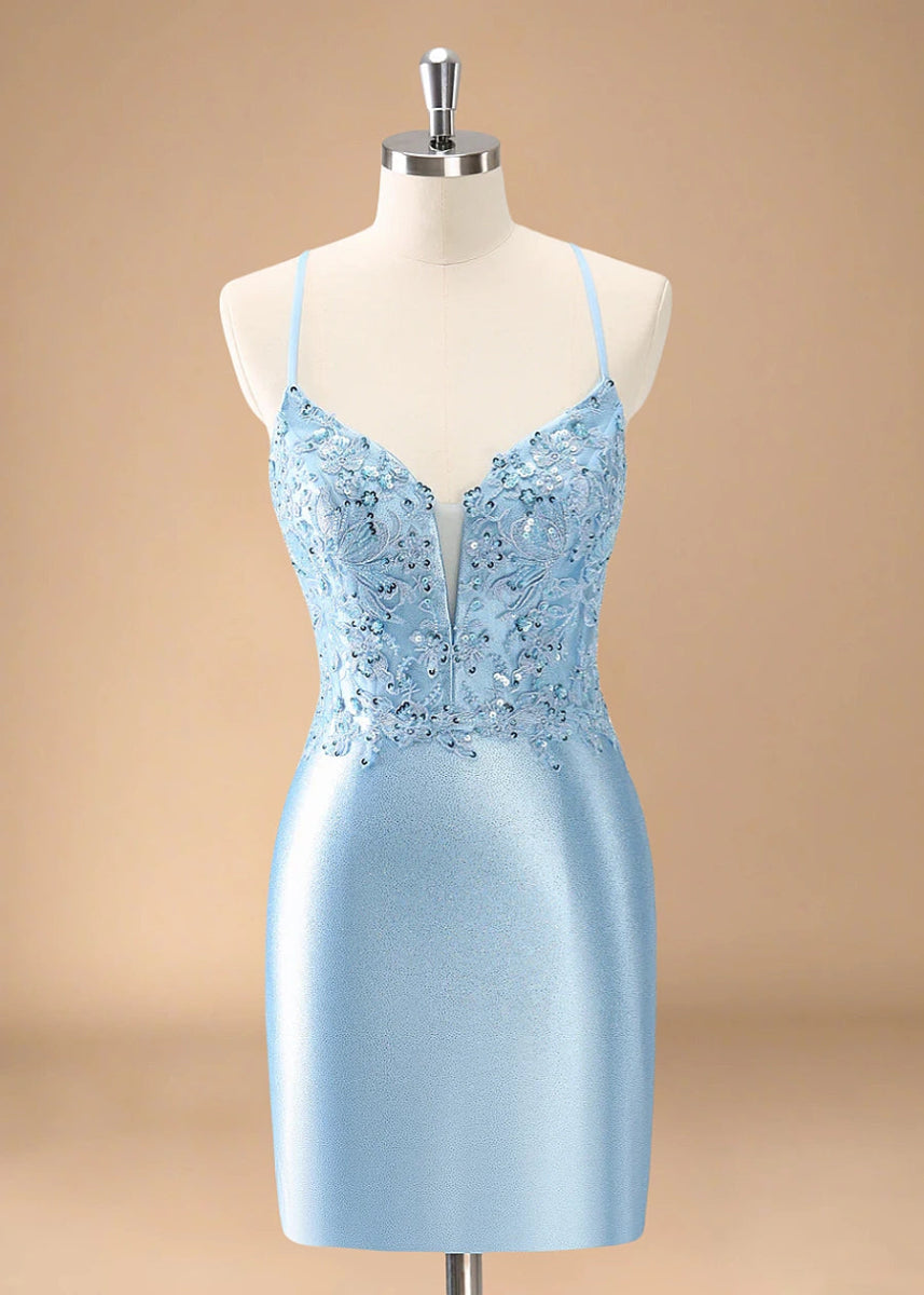 Drusilla | Light Blue Homecoming Dress That Stays Flawless All Night - Light Blue - PromDressClub