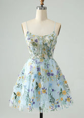 Dyphna | Discover the Perfect Light Blue Floral Homecoming Dress – Comfort Meets Style! - Light Blue Floral - PromDressClub