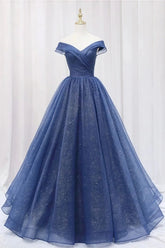 Eliana | Exquisite Off the Shoulder Glitter Navy Blue Quinceanera Dresses for Unforgettable Moments - Navy Blue - PromDressClub