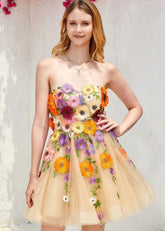 Eranthe | Discover the Ultimate Champagne Homecoming Dress: Sparkling Elegance for Your Big Moment! - Champagne Floral - PromDressClub