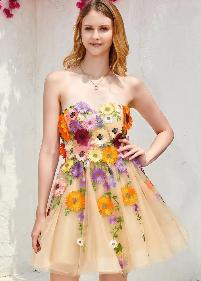 Eranthe | Discover the Ultimate Champagne Homecoming Dress: Sparkling Elegance for Your Big Moment! - Champagne Floral - PromDressClub