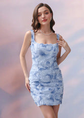 Eulampia | Stunning Blue Homecoming Dress for Transform Your Homecoming Look - Light Blue Floral - PromDressClub