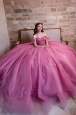 Gabrielle | Stunning Hot Pink Corset Quinceanera Dresses for Sweet 16 Party - Hot Pink - PromDressClub