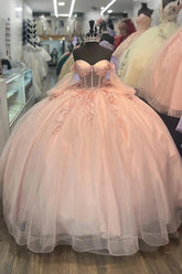 Gail | Stunning Light Pink Quinceanera Dress with Bow - Ideal for Sweet 16 Parties - Light Pink - PromDressClub