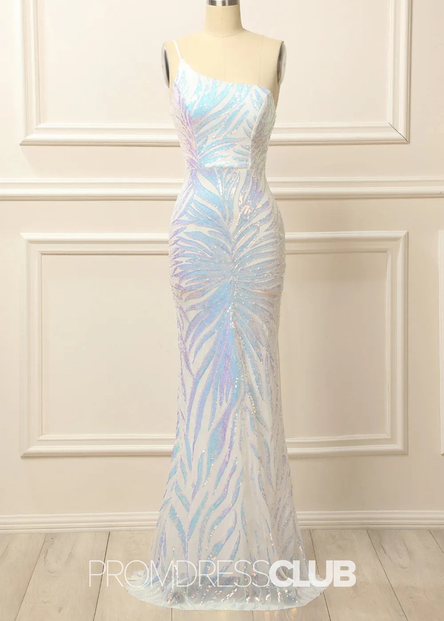 Georgia |Long Glitter White Prom Dresses Near Me With Mermaid One Shoulder Sequins - Price #price_variant_lowest# - White - PromDressClub