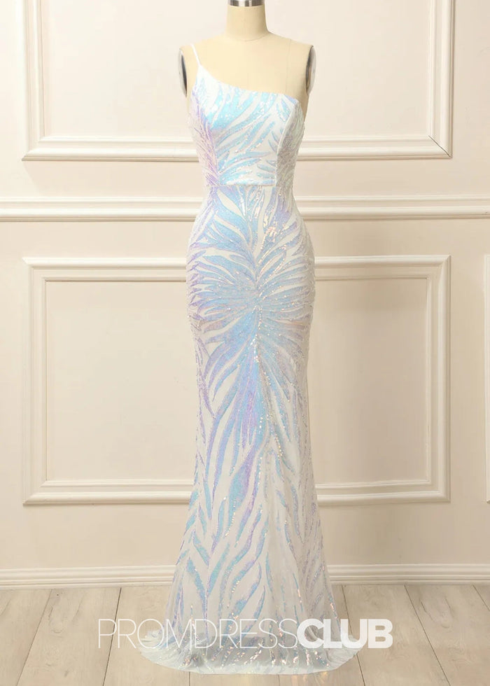 Georgia |Long Glitter White Prom Dresses Near Me With Mermaid One Shoulder Sequins - Price #price_variant_lowest# - White - PromDressClub