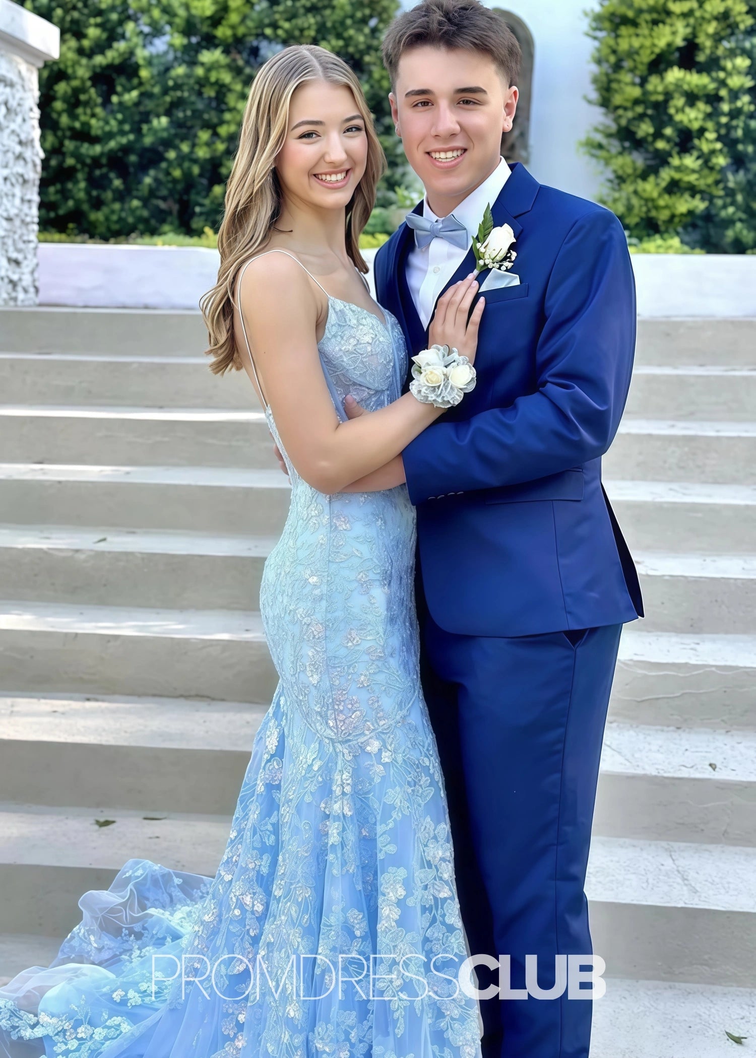 Hedy |Long Blue Prom Dresses Near Me With Spaghetti Straps Mermaid Sequins Applique - Price #price_variant_lowest# - Blue - PromDressClub