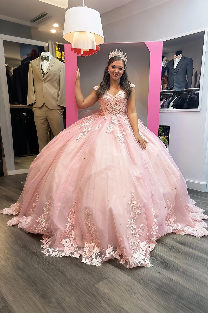 Kendall | Slay Your Quinceañera in Stunning Pink Dresses – Feel Like Royalty! - Light Pink - PromDressClub