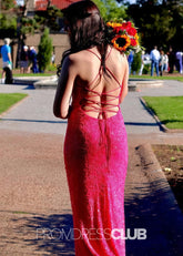 Letitia |Long Hot Pink Prom Dresses Near Me With Spaghetti Straps Neon Sequin Mermaid - Price #price_variant_lowest# - Hot Pink - PromDressClub