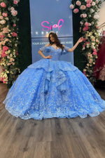 Linda | Discover Your Dream Blue Quince Dress – Radiant Elegance for Sweet 16 & Quinceañera - Blue - PromDressClub