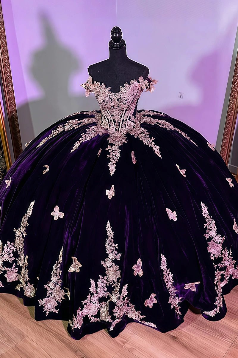 Lorraine | Discover Your Dream Purple Quince Dress - Sparkle on Your Special Day! - Dark Purple - PromDressClub