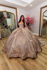 Lucy | Own Your Spotlight in Stunning Gold Quince Dresses - Rose Gold - PromDressClub