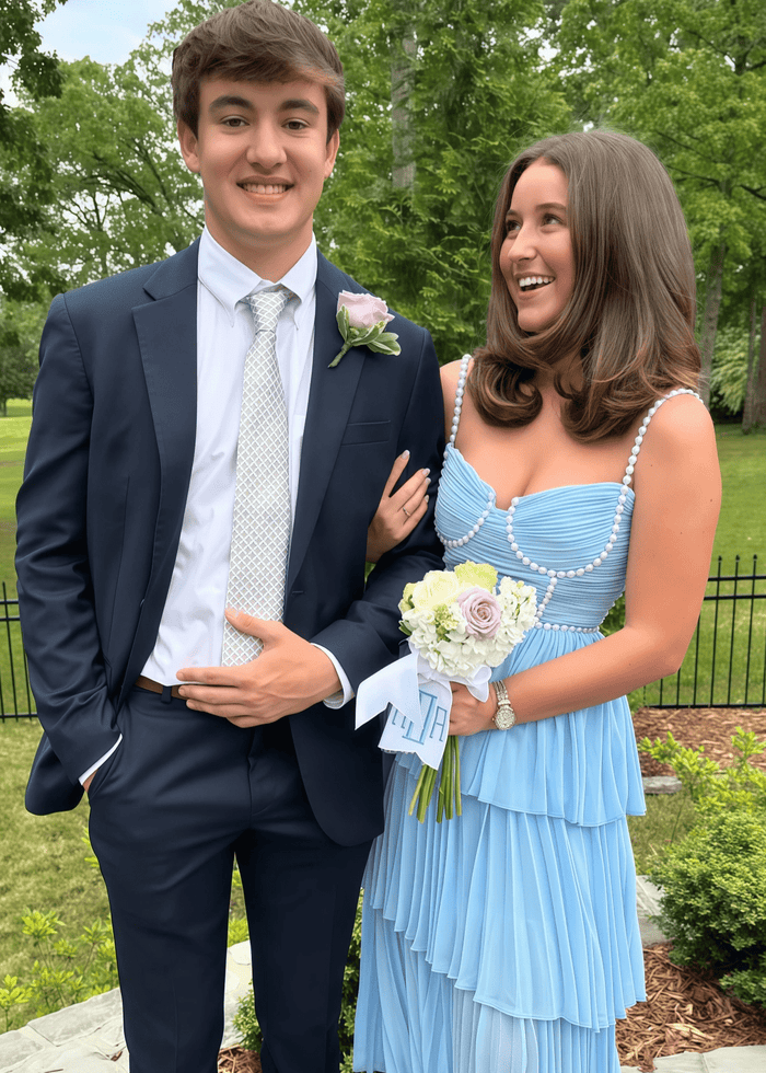 Martha | A Line Light Blue Midi Prom Dress Stores Near Me - Price #price_variant_lowest# - Light Blue - PromDressClub