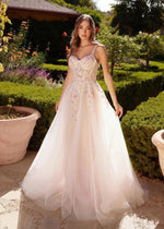 Miranda | Stunning Champagne Sweetheart Neck Corset Flower Prom Dress - Champagne Floral - PromDressClub