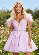 Oh - So Romantic Pale Feather Lavender Homecoming Dress: Soft, Flattering, and Perfect for Glowing Moments - Lavender - PromDressClub