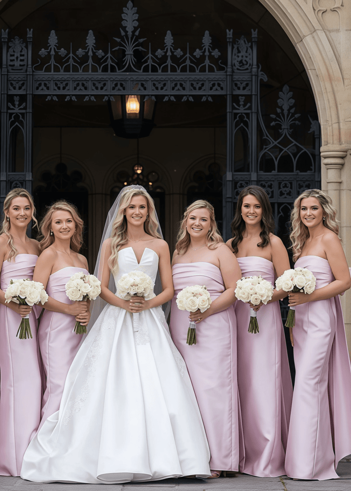 Page | Mermaid Strapless Light Pink Satin Long Bridesmaid Dress - Price #price_variant_lowest# - Light Pink - PromDressClub