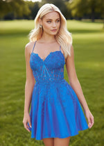 Poised Performance Corset Royal Blue Homecoming Dress Short for Unforgettable Nights - Royal Blue - PromDressClub