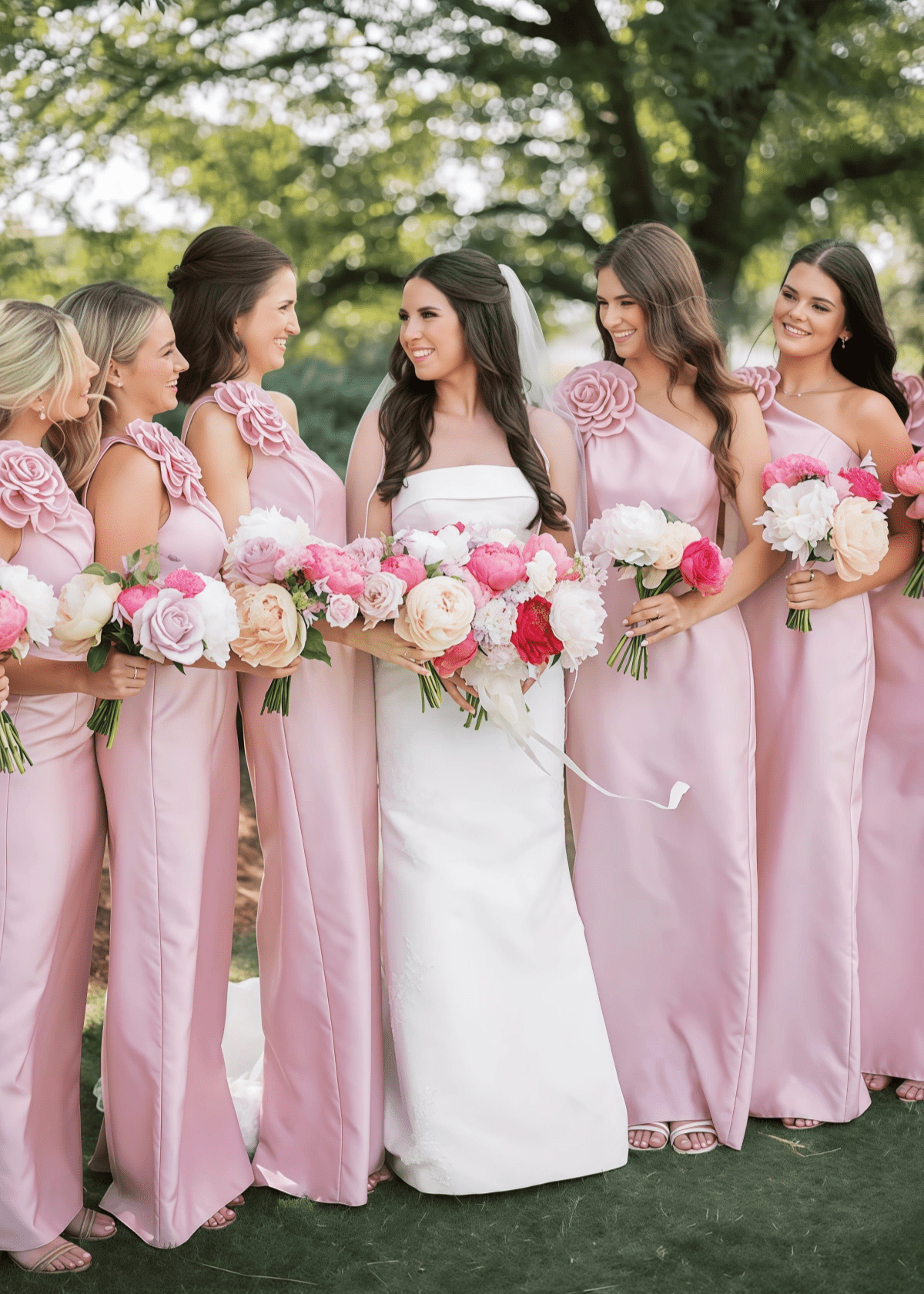 Polly | Sheath Column 3D Flower Light Pink Satin Long Bridesmaid Dress - Price #price_variant_lowest# - Light Pink - PromDressClub