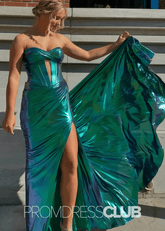 Rachel |Dark Green Metallic Long Prom Dresses Websites With Sweetheart Mermaid Corset Slit - Price #price_variant_lowest# - Dark Green - PromDressClub