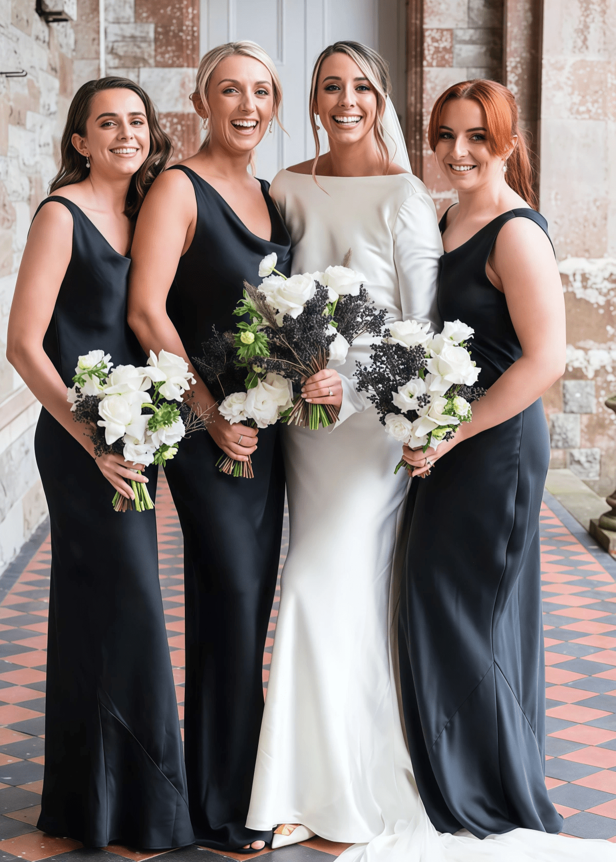 Rae | Mermaid Cowl Neck Black Satin Long Bridesmaid Dress - Price #price_variant_lowest# - Black - PromDressClub