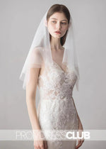 Simple Ivory Tulle Wedding Veil With Waist Length Pearls - Price #price_variant_lowest# - Ivory - PromDressClub