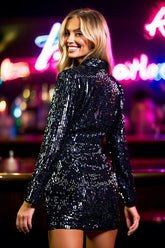 Stunning Personality Black Sequin Cocktail Homecoming Dresses for a Memorable Night - Black - PromDressClub