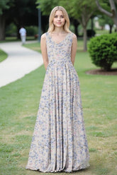 Sweetest Admirer Blue and White Floral Bridesmaid Dress Garden Weddings - Blue Floral - PromDressClub