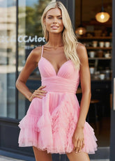 Sweetest Entrance Light Pink Homecoming Dress with Ruffles Flattering Short Prom Look - Light Pink - PromDressClub