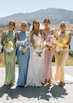 Wanda | Chic Sheath Backless Sage Green Satin Midi Bridesmaid Dress with Slit - Price #price_variant_lowest# - Sage - PromDressClub