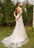 Laurel | Exquisite Mermaid High Neck Lace Backless Wedding Dress with Tulle Train