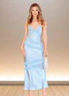 Bethany | Sheath Ruffle Light Blue and Yellow Formal Dress for Wedding Guest Color Light Blue