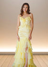 Shine Bright Yellow Flower Ruffle Chiffon Prom Dress with Slit –  Unforgettable Prom Nights Color Yellow