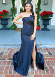 Daphne | Stunning Black and Sage Green Satin Strapless Pleated Formal Dress – Elevate Your Elegance for Every Event