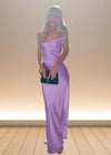 Emilia | Stunning Yellow Off The Shoulder Satin Pleated Prom Dress – Shine Bright at Your Special Event Color Lilac