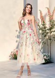 Estelle | Stunning Champagne Floral Strapless Corset Flower Prom Dress – Design for Memorable Occasions