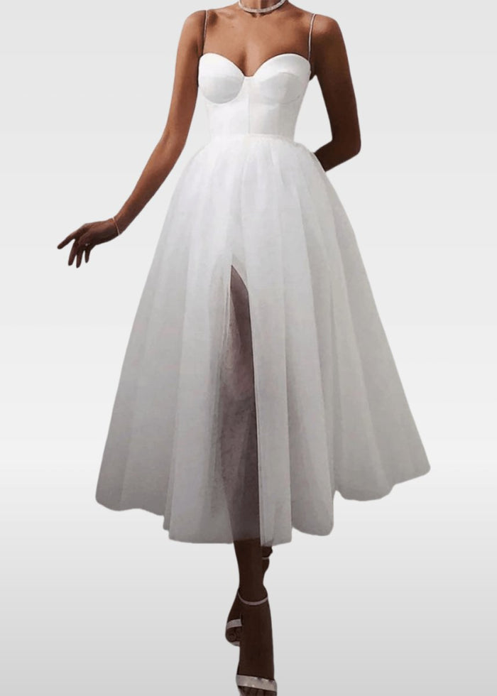 Wallis | Black and Rose Gold Tulle A Line Short Prom Dress - White - PromDressClub