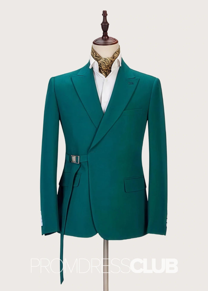 Adrian |Green Prom Suits For Men With Fashion Peaked Lapel Outsfits | Two Pieces Bespoke Men Suits - Price #price_variant_lowest# - 34 - PromDressClub