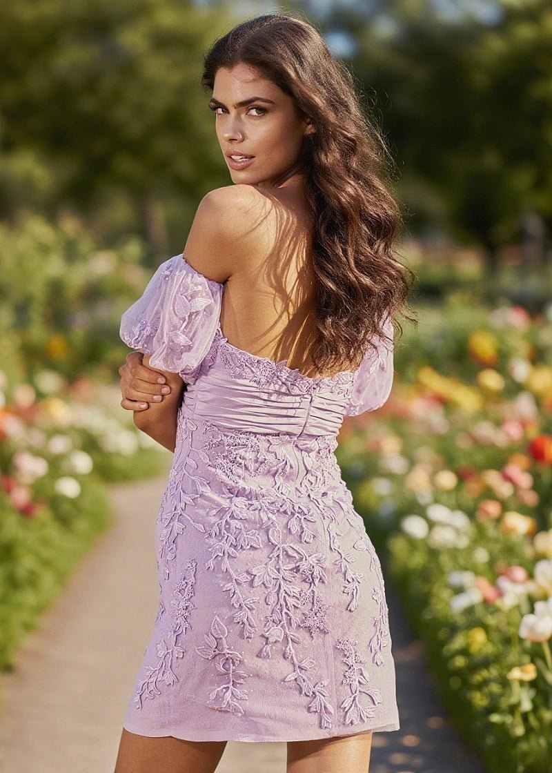 After Hours Light Purple Purple Puffy Dress with Bow: Elegant & Eye - Catching for Night Events - Lavender - PromDressClub