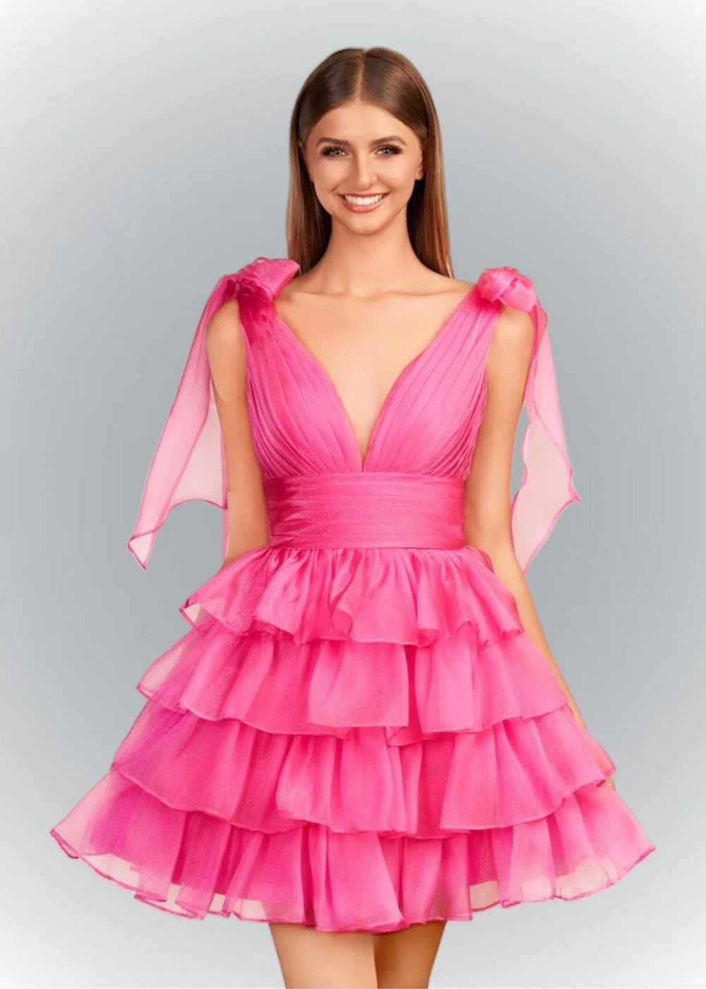 Alessia | Sexy A Line Royal Blue Tiered Ruffle Homecoming Dress with Bow - Royal Blue - PromDressClub