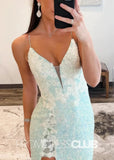 Alexia |Light Green Prom Dress Long Mermaid Spaghetti Straps Sequins With Split - Light Green - PromDressClub