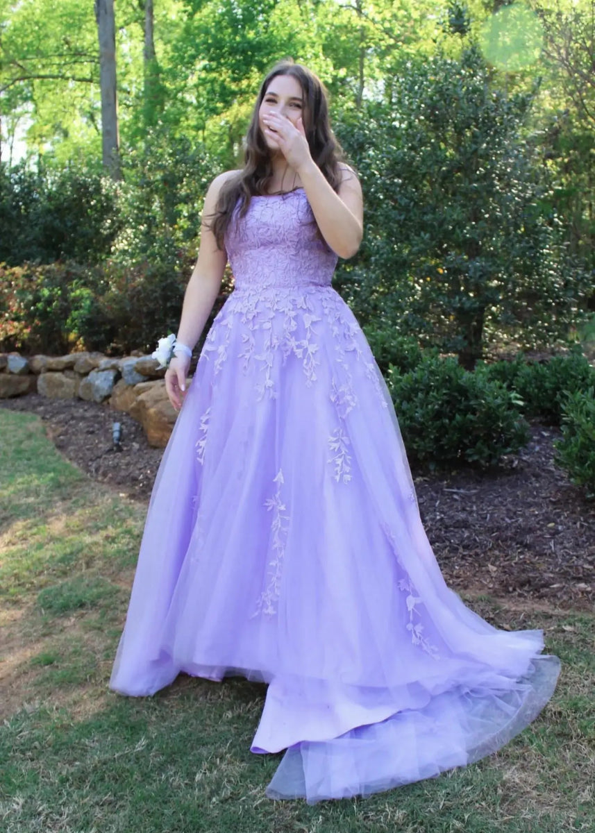 Amla | Plus Size Royal Blue and Light Pink Princess Lace Prom Dress - Red - PromDressClub