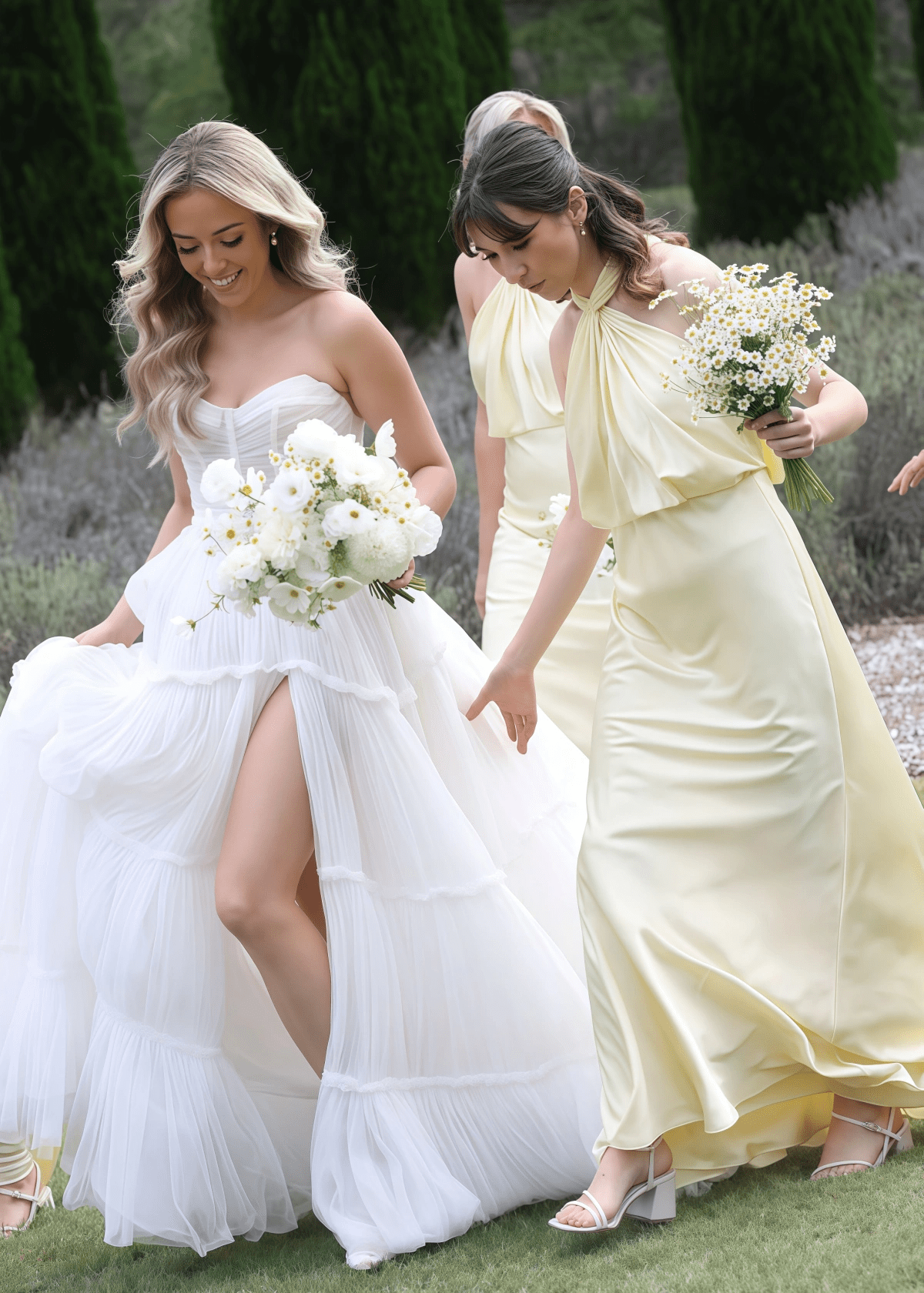 Amy | Sheath Twist Knot Pale Yellow Stretch Satin Maxi Bridesmaid Dress with Halter and Backless - Pale Yellow - PROMDRESS Club