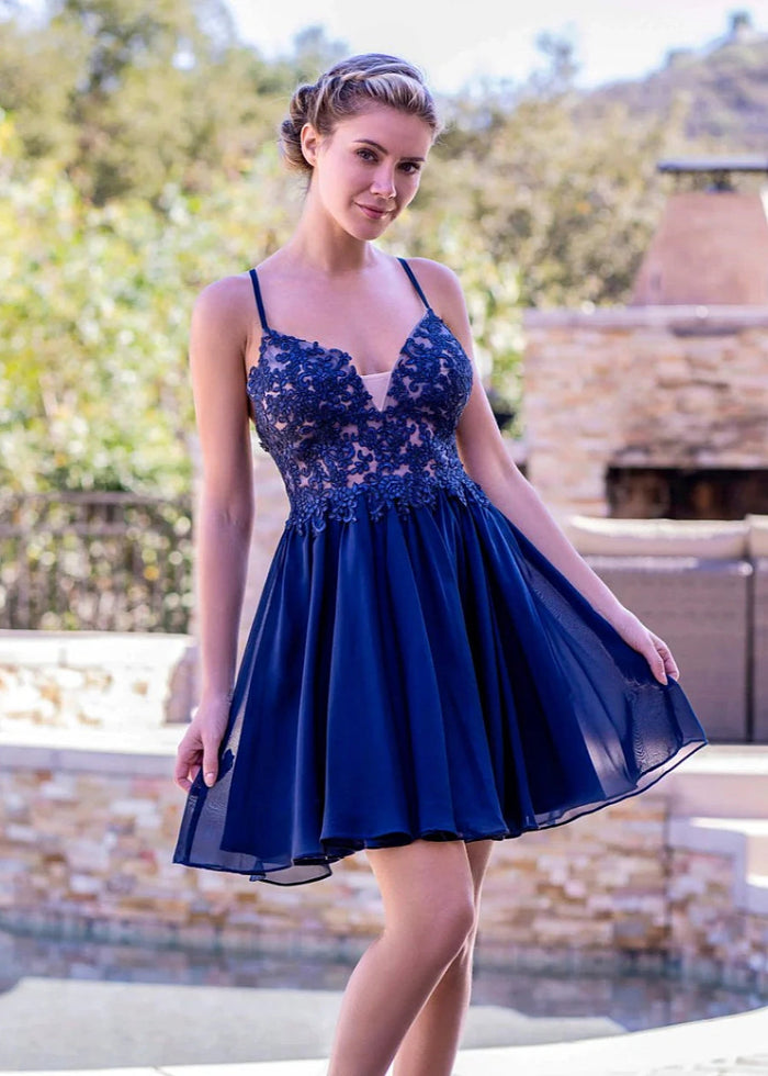 Asphodel | Discover the Perfect Navy Blue Homecoming Dress for Your Big Night! - Navy Blue - PromDressClub