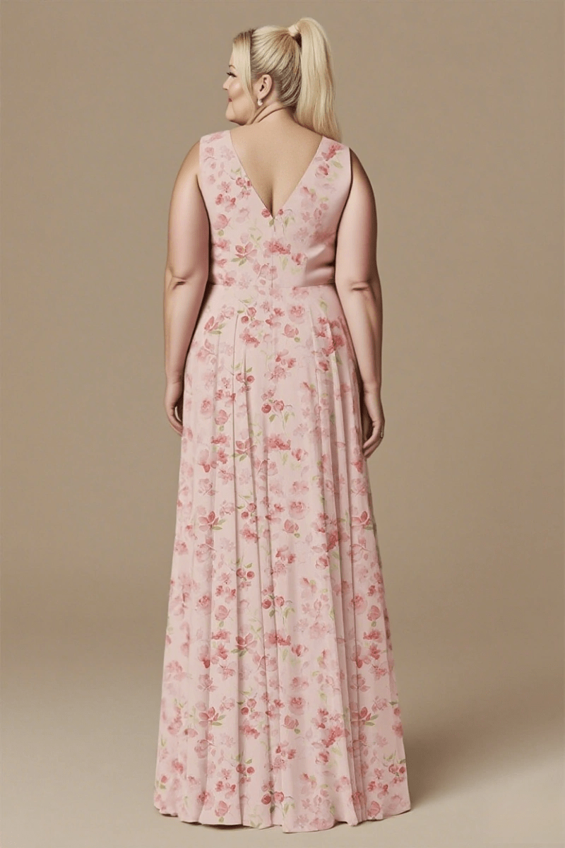 Astounding Aura Floral Pink Bridesmaid Dresses for Timeless Events - Pink Floral - PromDressClub