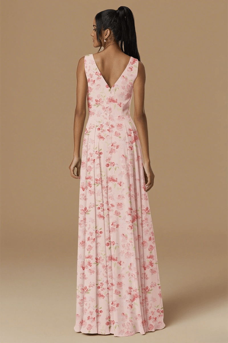 Astounding Aura Floral Pink Bridesmaid Dresses for Timeless Events - Pink Floral - PromDressClub