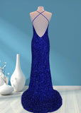 Aurora | Mermaid Long Royal Blue Prom Dress With Sequin Slit - Royal Blue - US0 - PromDressClub